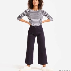 Everlane Wide Leg Crop Pants Navy Sz 2 Short EUC